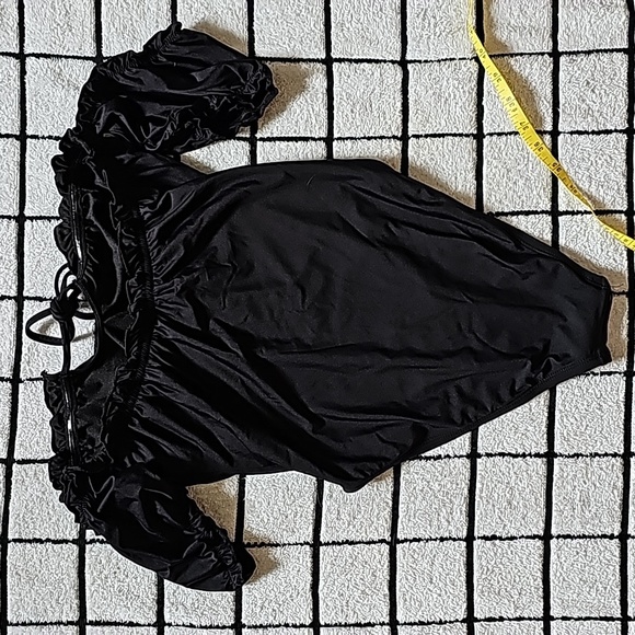 STUNNING BLACK SEA ANGEL OFF SHOULDER KEYHOLE SWIMSUIT/BODYSUIT - Picture 5 of 7